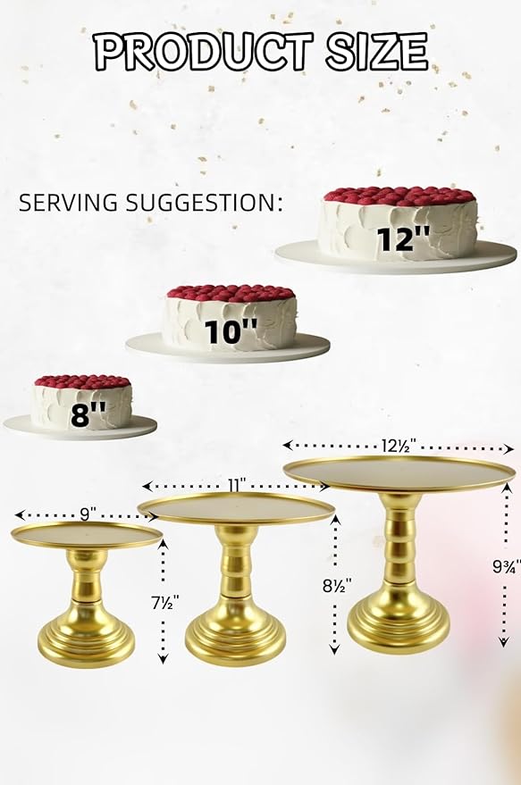 3 Pcs Gold Cake Stand Set Round Plastic Cupcake Stand Holder Dessert Table Display Set, Dessert Serving Platter for Tea Party, Birthday, Wedding, Baby Shower