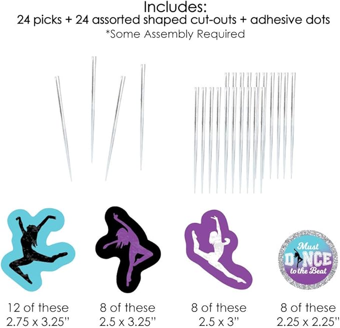 Big Dot of Happiness Must Dance to the Beat - Dance - Dessert Cupcake Toppers - Birthday Party or Dance Party Clear Treat Picks - Set of 24