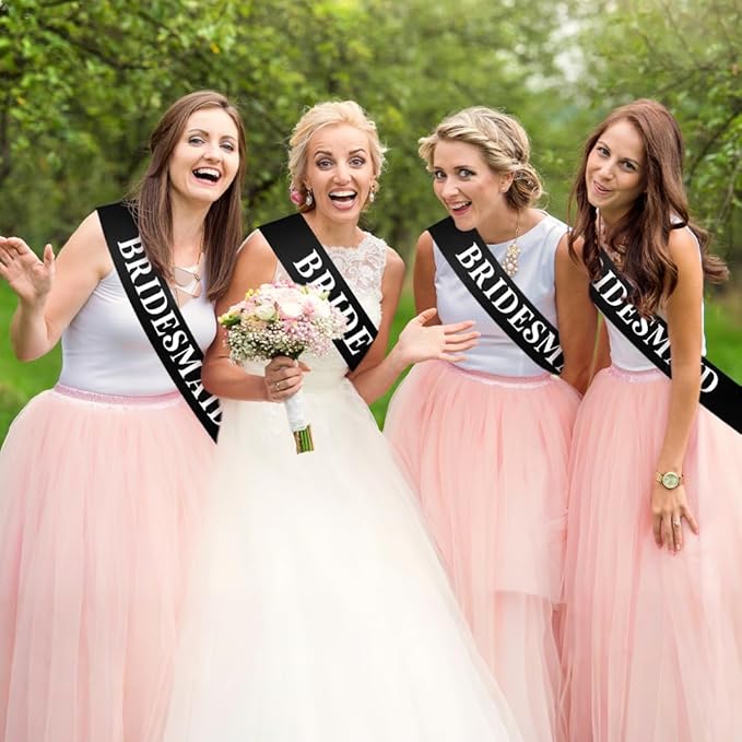 4Pcs Black Blank DIY Sash for Prom Queen, Homecoming, Pageant, Senior Sash, Christmas, Party - Satin Sashes for Graduation, Birthday, Halloween Bachelorette Party, Black Blank Sashes with Safety Pin