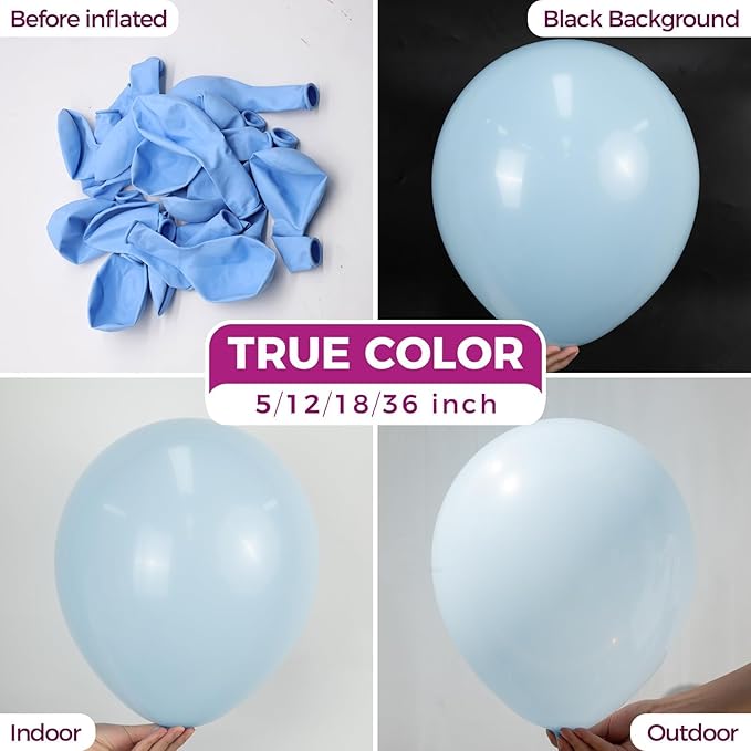 Bezente Pastel Blue Latex Party Balloons - 30 Pack 18 inch Round Helium Light Blue Bridal Blue Balloons for Boys Girls Birthday Bridal Shower Gender Reveal Wedding Anniversary Party Decorations