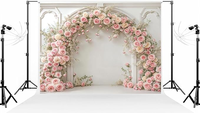 Kate 10×8ft (3×2.5m) White Plaster Line Wall Backdrop Photography Arched Flower Door Indoor Birthday Girl Party Party Wedding Maternal Portrait Background Photography Studio Props Photos Videos