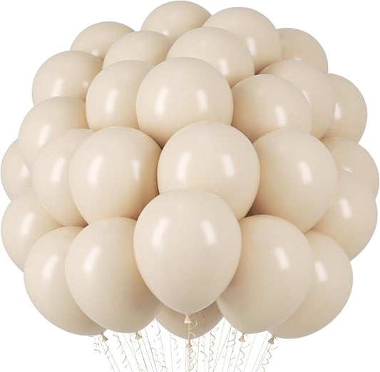 Voircoloria White Sand Balloons, 66pack 12inch Sand White Latex Party Balloons for Wedding, Bridal, Baby Shower, Birthday, Graduation, Anniversary, Bachelorette, Engagement Party Decorations