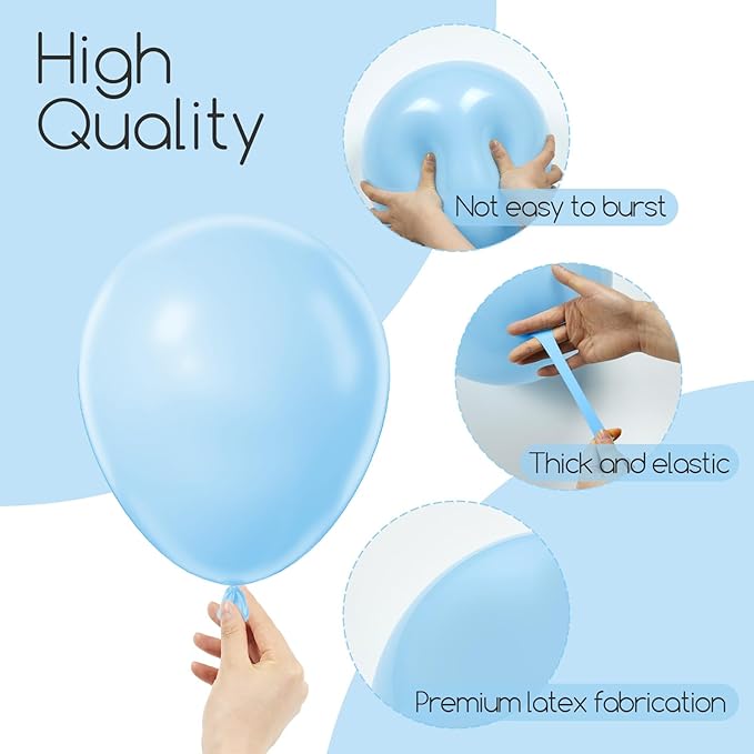 Awenztech 120pcs Light Blue Balloon Arch Kit, 18 12 10 5 inch Pastel Baby Blue Latex Balloons Different Sizes Balloon Garland for Graduation Baby Shower Gender Reveal Birthday Party Decorations
