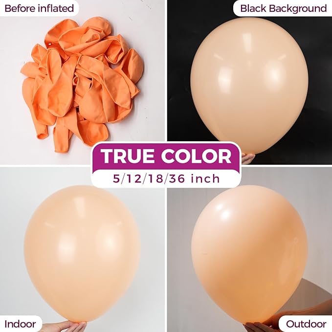 Bezente Pastel Orange Latex Party Balloons - 100 Pack 12 inch Round Helium Light Orange Peach Balloons for Bridal Shower Wedding Birthday Party Decorations