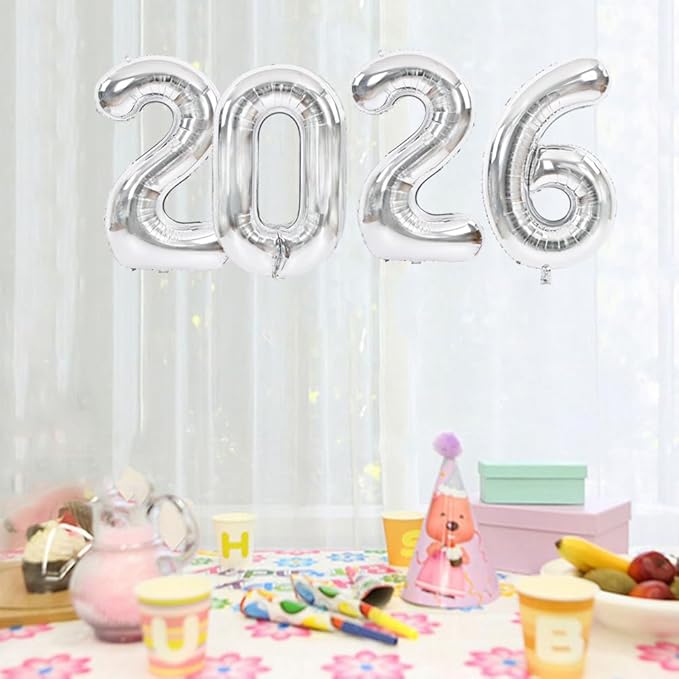 TONIFUL 2026 Graduation Balloons 40 Inch Number Balloons Aluminum Foil Mylar Balloons for Graduation New Year Eve Anniversary Decorations Class of 2026 Grad Party Supplies（Number 2026）