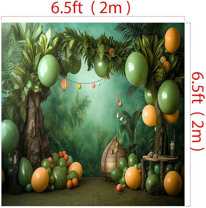 Kate Cake Smash Forest Balloon Backdrop Children Birthday Party Fabric Printed Seamless Background Photography Studio Prop 6.5x6.5ft