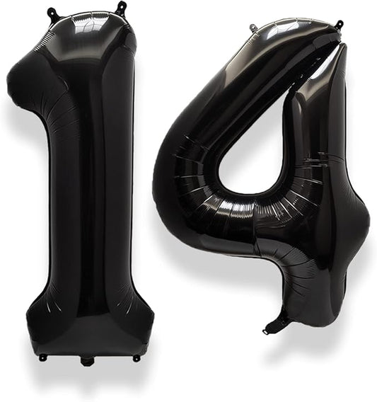 AULE 40 Inch Large 14 Balloon Numbers Black, Big Foil Number Balloons, Giant Helium Happy 14th Birthday Party Decorations for Boy and Girl, Huge Mylar Anniversary Party Supplies