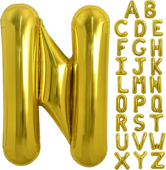 TONIFUL 40 Inch Large Gold Letter N Balloons, Foil Mylar Big Balloons for 2026 New Year Eve Graduation Wedding Baby Shower Birthday Party Anniversary Supplies Decorations