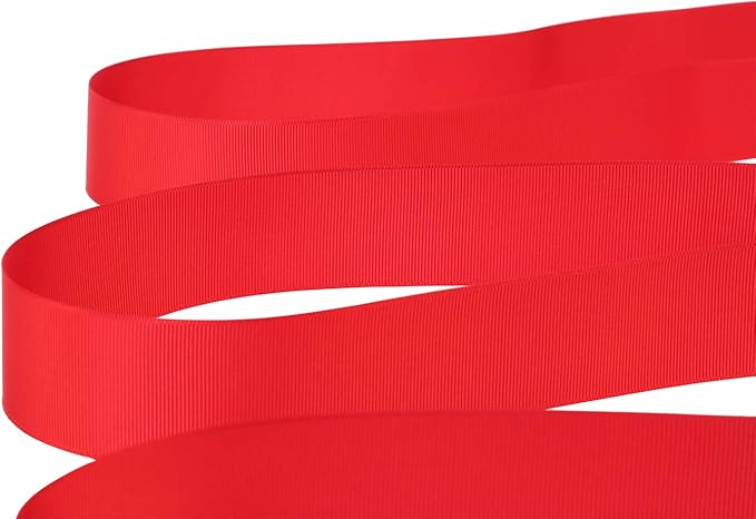 Ribbonitlux 1.5" Wide Solid Grosgrain Ribbon 25 Yards (250-Red）, Set for Gift Wrapping, Party Decor, Sewing Applications, Wedding and Craft