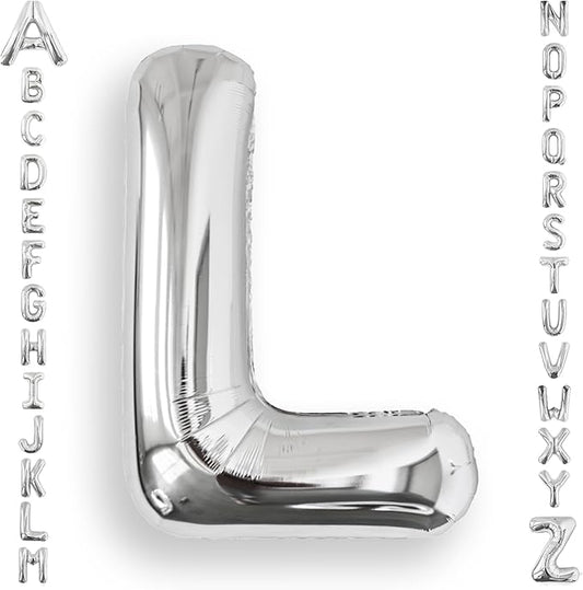 AULE 40 Inch Big Letter Balloon Silver L Large Foil Helium Alphabet Balloons A-Z for Birthday Anniversary Graduation New Year Party Decoration Supplies