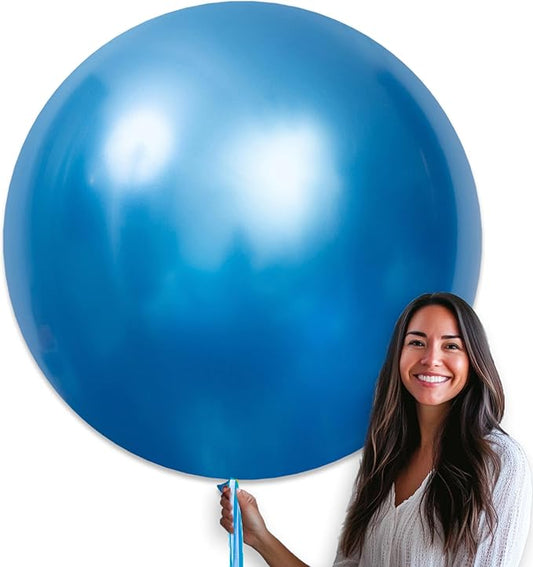 PartyWoo Metallic Blue Balloons 4pcs 36 Inch Chrome Blue Latex Helium Balloons for Graduation Wedding Baby Shower Engagement Baby Shower Wedding Bachelorette Birthday Party Decorations Blue-G106