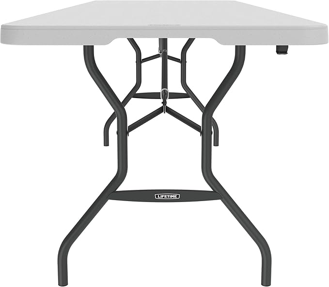 LIFETIME 8-Foot Fold in Half Table, Light Commercial, White Granite