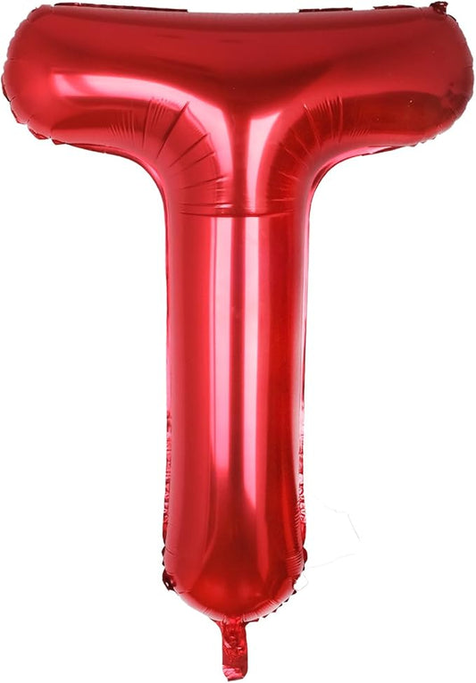 AULE red Letter Balloons T 40Inch Large Giant big Foil Mylar red T Balloon for Birthday Aniversary Party Decorations