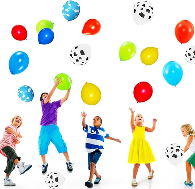 Red Yellow Blue Green Balloon Garland Arch Kit - Cow Print Balloon Blue Yellow Green Balloon Birthday Party Balloons for Kid Girl Boy Birthday Baby Shower Graduation Party Decorations