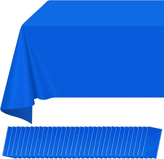 32 Pack Blue Plastic Tablecloth for Rectangle Tables, Premium Decorative Royal Blue Disposable Table Cloths for Parties, Rectangle Party Table Cover for Birthday, Wedding, Anniversary, 54 x 108 Inch