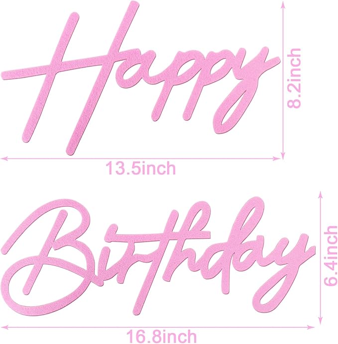 Happy Birthday Sign for Backdrop - Felt Happy Birthday Letter Sign for Balloon Arch Birthday Party Balloon Arch Backdrop Decorations for Birthday Party Baby Shower - Pink