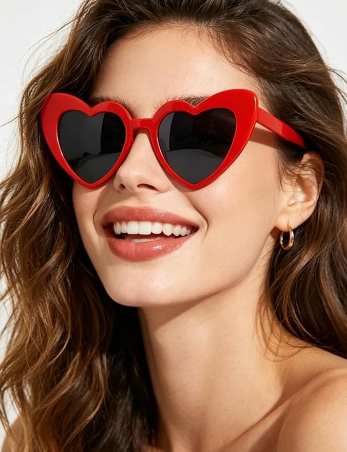 8 Pack Heart Sunglasses Vintage Cat Eye Heart Glasses Retro Bachelorette Bride Sunglasses Bulk for Women