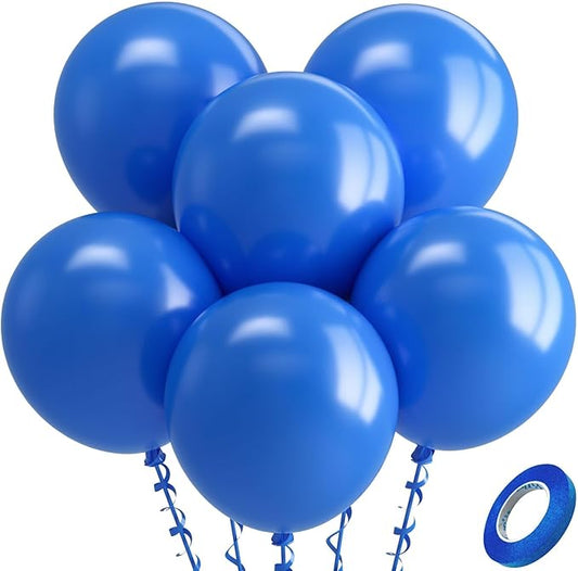 Bezente Royal Blue Latex Party Balloons - 30 Pack 18 inch Round Helium Matte Dark Blue Balloons for Graduation Men Birthday Gender Reveal Wedding Under The Sea Ocean Theme Boho Party Decorations