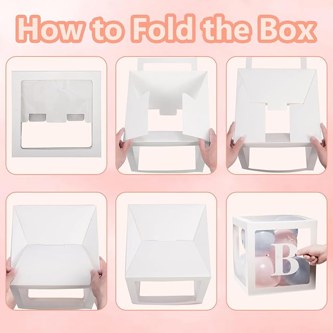 Voircoloria Baby Boxes with Letters for Baby Shower, Gender Reveal Decorations with 4 Transparent Balloon Boxes for Gender Reveal Party (Blue and Pink Balloons)