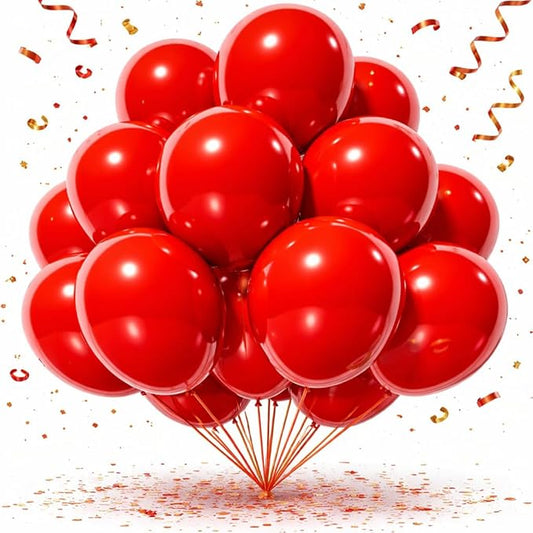 Red Balloons 100 Pack, 12 Inch Red Latex Balloons, Round Helium Balloons for Christmas New Years Wedding Birthday Patriotic Graduation Theme Party Decorations