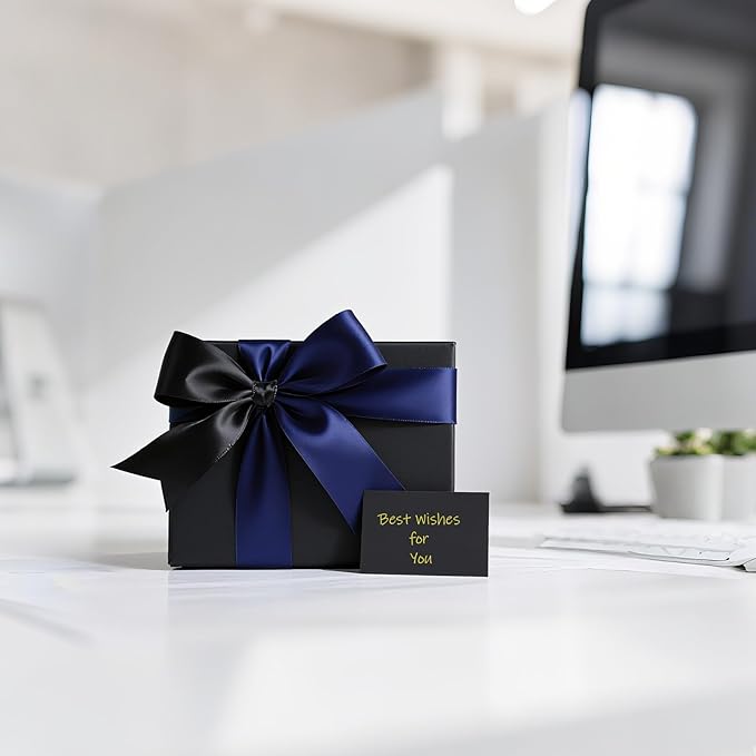 Two Tone Satin Ribbon 5/8 Inch, Black & Navy Blue, Double-Faced, 30 Yards – Elegant Ribbon for Gift Wrapping, Hair Bows, Flower Bouquets, Formal Events & DIY Crafts