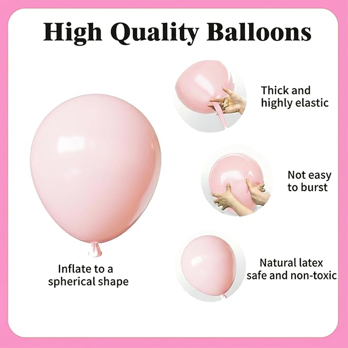 Light Pink and White Balloons Kit, 65pcs 12 Inch Pink Balloons Pastel Pink Confetti Latex Balloons for Birthday Wedding Baby Shower Party Decorations