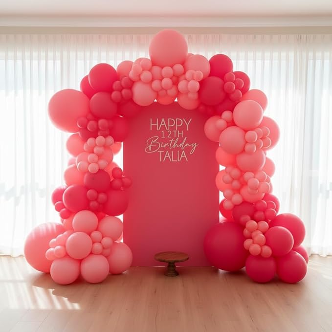 Pink Balloon Arch Kit - 154Pcs 5 10 12 18 inch Hot Pink and Pink Balloon Garland Kit for Wedding Girls Birthday Princess Theme Valentines Day Bridal Baby Shower Engagement Party Decorations