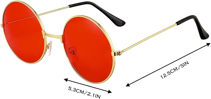 16 Pairs 60s 70s Hippie Circle Glasses Colorful Glasses for Women Men Costume Party Favor(Retro Color Set)