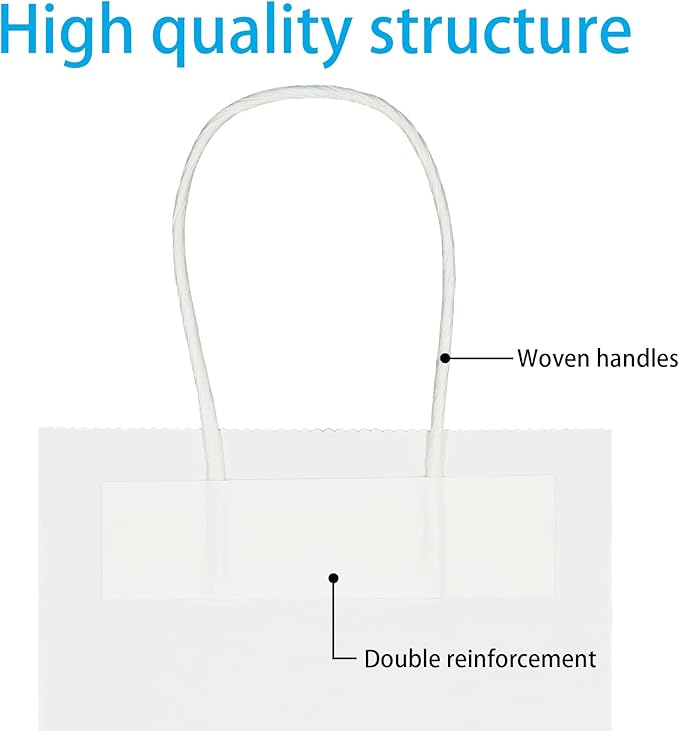 25 PCS Small Gift Bags White Kraft Paper Bag with Handles for Wedding Baby Shower Kid's Birthday Party Favors(8.2 x 6 x 3.1 In)