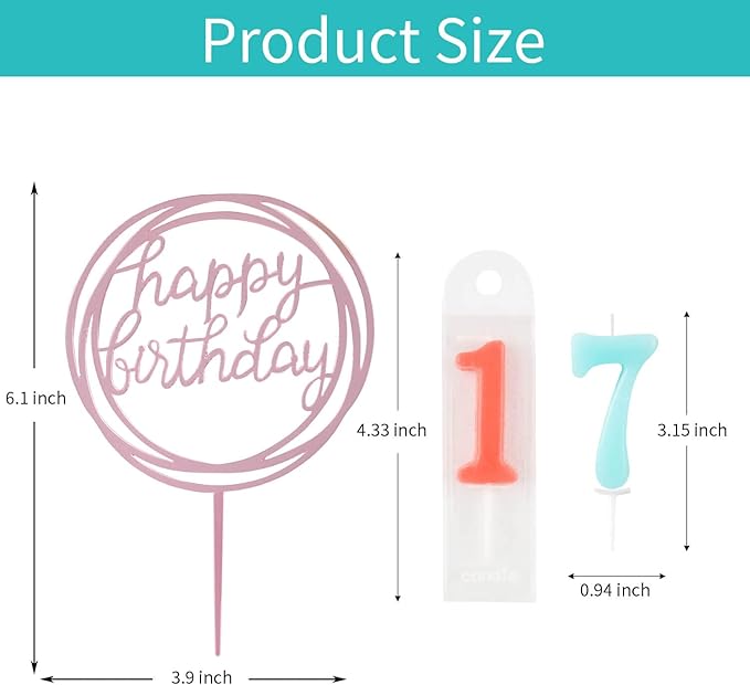 10-Piece Number Birthday Candles - Glitter Cake Toppers, Color Candles for Cake & Wedding Parties