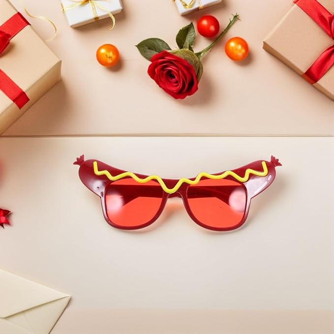 6Pcs Hot Dog Glasses, Dance Party Hot Dog Headband Adult, Funny Sunglasses Costume Decorations for Summer Luau Party Decorations