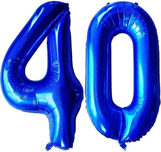 Laser Navy Blue Number 40 Balloons 40 Inch Giant Number Dark Blue 40 Foil Mylar Balloons for 40th Birthday Anniversary Events Party Decorations