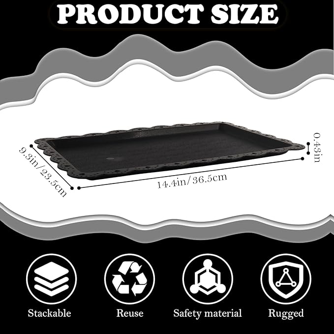Plastic Serving Trays,24 Pack Rectangle Serving Platters Decorative Serving Trays Dessert Table Trays,15"x10" Rectangle Platters, Decorative Dessert Table Trays, Cake, Cookie Catering Tray (Black)