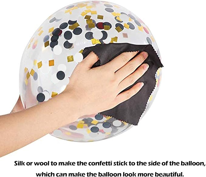 72 Pack Black Gold Confetti Balloons Kit, 12 Inch Black Gold White Balloons and Gold Confetti Balloons with Balloon Ribbons for Graduation Birthday Wedding Baby Shower Party Decorations