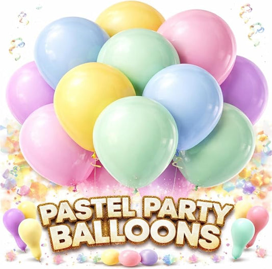 Pastel Balloons 100 Pack, Latex Rainbow Balloon, 12 Inch Round Helium Multicolor Macaron Balloons for Easter Birthday Wedding Baby Shower Bridal Wedding Party Decorations