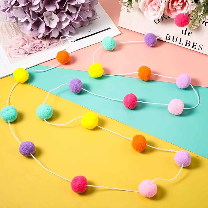 Irenare 9.8 ft Pom Pom Garland Felt Rainbow Garland 2026 Graduation Party Decoration Colorful Pennant Tassel Banner Back to School Birthday Triangle Banner for Classroom School Mantel(Candy Color)