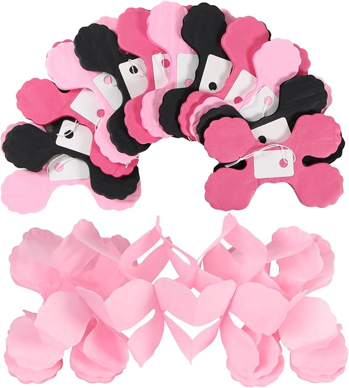 Hot Pink Black Party-Decorations Streamers Garland - 157Ft Four-Leaf Clover Hanging Banner, Wedding Engagement Bachelorette Birthday Baby Bridal Shower Decor Hugtmr