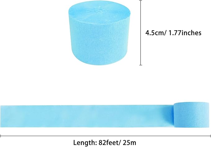 8 Rolls in 4 Colors Gradient Blue Party Crepe Paper Streamer, 8 Pieces 82 feet Streamets Party Decorations, Party Supplies for Wedding Birthday Baby Shower Gender Reveal Graduation Bridal Shower