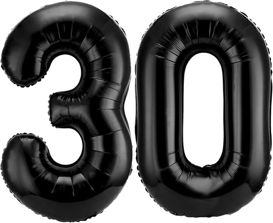 Gejoy 40 Inch Number 30 Balloons Jumbo 30 Foil Giant Number 30 Balloons for 30th Birthday Party Decorations and Rip to My 20s Anniversary Event(Black)