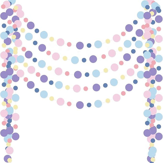 Outus 5 Pieces Colorful Circle Garland Banner Hanging Paper Dot Decorations for Classroom, Birthday Party, Baby Shower, Wedding Backdrop & Photo Booth Graduation Decor (Rainbow Color)