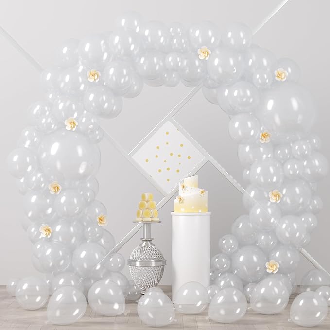 Voircoloria 90pack Clear Balloons Different Size 18/12/10/5 Inch Transparent Balloon Garland Arch Kit for Graduation, Wedding, Birthday, Baby Shower, Anniversary Party Decorations