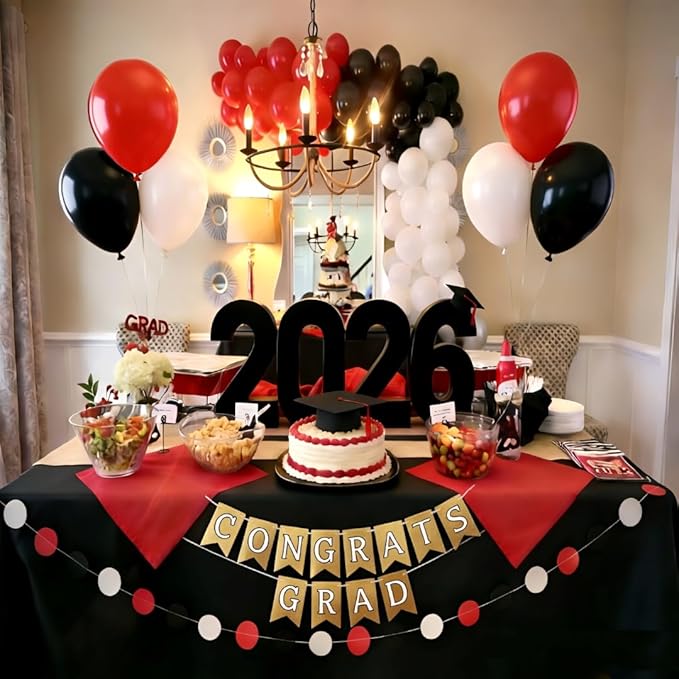 Red and Black Latex Balloons, 50Pcs 12inch Black Red White Party Balloons for Birthday,Wedding,Casino Party, Race Car Party,Graduation Decorations