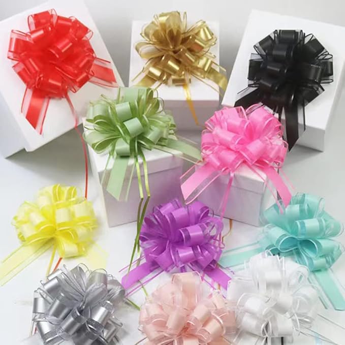 6 PCS Large Pull Bows for Gift Wrapping, 6 Inches, Perfect for Decorative Boxes, Flower Arrangements, and Holiday Gift Packaging (Blue-Green)