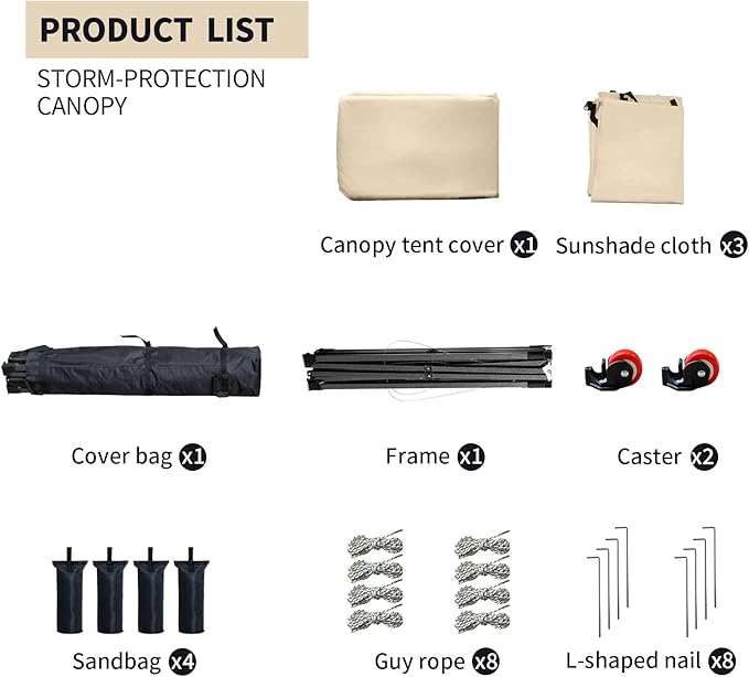10x10 Pop up Canopy Tent with Sidewalls,Heavy Duty Waterproof Sun Shade Canopy Easy up Canopy with Wheel Bag Commercial Gazebo Tent for Outdoors Parties Vendors Camping Beach (Khaki)