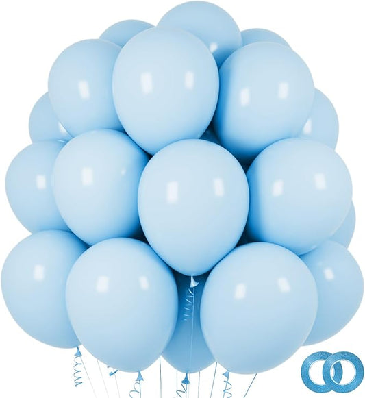 Pastel Blue Latex Balloons 100 Pack 12 inch Light Blue Party Balloons Round Helium Baby Blue Balloons for Baby Shower Boys Birthday Gender Reveal Party Decoration