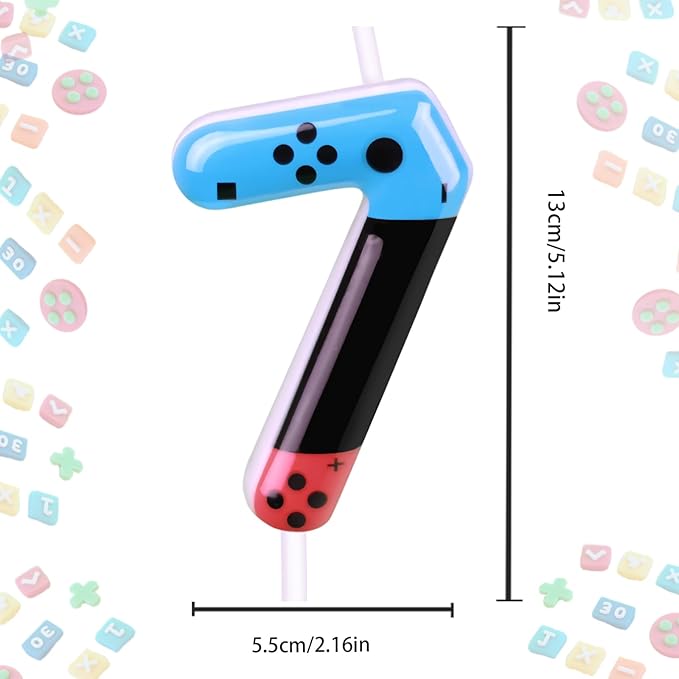 Gaming Candle,Level 10 Number Birthday Cake Candles,10 Birthday Decorations for Boys,10th Birthday Candle Gamepad Birthday Candles,Video Game Controller Themed Kids Birthday Party Supplies（Number 10