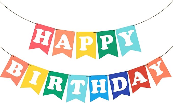 Birthday Party Decoration - Happy Birthday Colorful Banner For Women Men Boys Girls - Wall Hanging Decor for Outdoor Mantle Fireplace - Party Supplies & Decor Banner for Home Office Room - A03