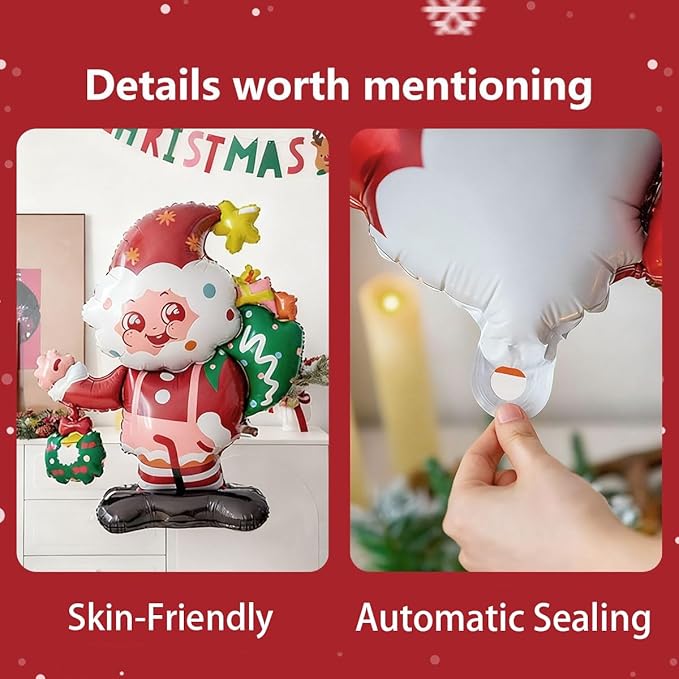 Clearance Vrukiaa Christmas Foil Balloon Decor Santa Claus Mylar Balloon 35 Inch Xmas Self Standing Inflatable for Christmas Party Themed Party Friendsmas Party Decorations Supplies Decorations Party