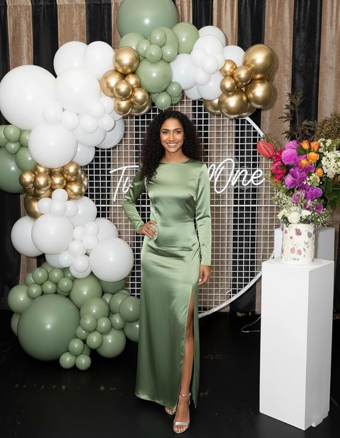 Sage Green White Gold Garland Arch Kit 173Pcs Latex Balloons - 22 18 12 10 5in Different Size Party Balloon Arch Kit for Birthday Baby Shower Wedding Gender Reveal Bridal Party Decoration