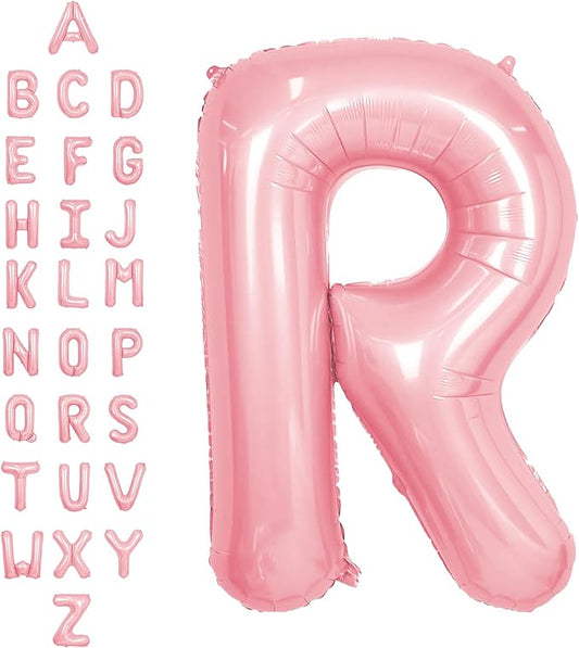 SUWEN 40 Inch Pink Large R Letter Balloons Big Foil Helium Letter Balloons A-Z Jumbo Mylar Happy Birthday Party Decorations for Girl Anniversary Party Supplies